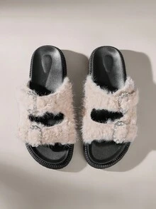 Solecia Zapatillas de plataforma con pedrería brillante y diseño retro para mujer - Caqui - Ver 6