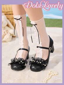 Dola Lovely 女士时尚白色优雅洛丽塔高跟鞋 - 黑色 - 查看 3