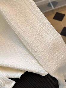 Franclia 新款撞色可爱泡泡袖女式衬衫 - 杏色 - 查看 4