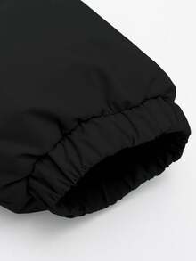 Manfinity EMRG Men's Long Sleeve Solid Color Stand Collar Winter Coat, Solid Color Fleece Warm Winter Coat, For Fall - Black - View 4