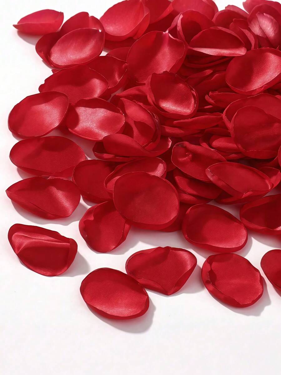 SHEIN 300/150/50/10 pièces Pétales de rose artificiels, pétales rouges faux confettis, pétales de soie pour mariage pour douche nuptiale, faux pétales, décoration de table de la mariée, mariage, panier de demoiselle d'honneur, allée, centre de table