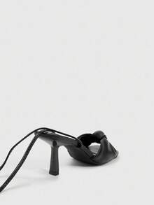 CUCCOO SZL Women's Square Toe Twist Design Fashion High Heel Sandals For Daily Wear - Black - View 4