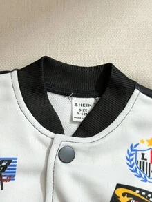 SHEIN 男童撞色休闲运动街头风格拉链夹克，适合居家、户外、运动、春秋冬 - 彩色 - 查看 4