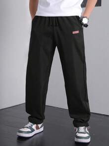 男童黑色休闲裤，舒适时尚，百搭，面料柔软，适合日常穿着、上学、外出、户外活动、冬季和秋季穿着。 - 黑色 - 查看 4