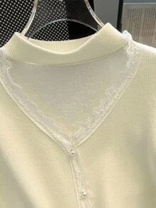 SHEIN Franclia 新款秋冬保暖内衬套头衫，百搭女士打底衫 - 白色 - 查看 7
