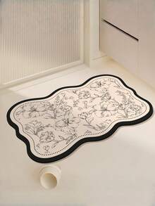 SHEIN 1 件浴室垫，硅胶防滑速干淋浴垫，浴室防水防滑脚垫，可洗浴室地毯家居浴室装饰浴室地毯户外地毯门垫秋季装饰浴室配件返校入口装饰 - 白色 - 查看 7