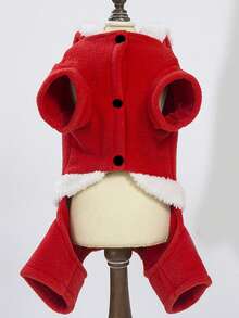 PETSIN 宠物铃铛、圣诞礼服、节日狗狗礼服、四脚裤 - 紅色 - 查看 4