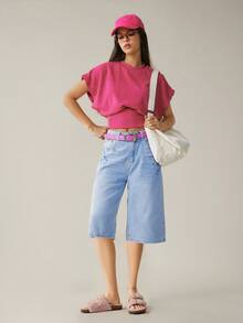 Solecia 香槟色闪光材质舒适厚底平底凉鞋，适合度假、居家和休闲外出 - 粉色 - 查看 9