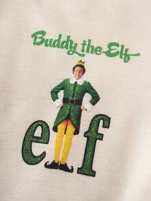 ELF X SHEIN Camiseta de manga corta con cuello redondo y gráfico de figura navideña para niño preadolescente