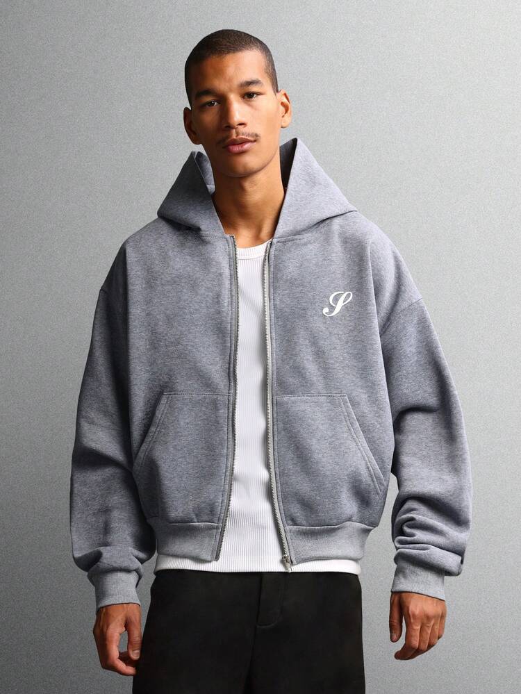 Sudadera con capucha y cremallera completa con bolsillos divididos