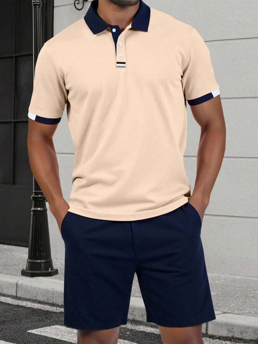 Manfinity Homme Trang phục Polo đơn giản hàng ngày của nam giới có màu sắc - Nhiều màu - Xem 1