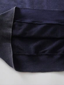 ROMWE MEN Betty Boop | ROMWE Spring Casual Graphic Men'S Fall Letter & Figure Graphic Washed Loose Fit Hoodie, Long Sleeve Top - Navy Blue - View 6