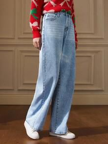 Écloséra High Waist Wide Leg Jeans - Light Wash - View 5