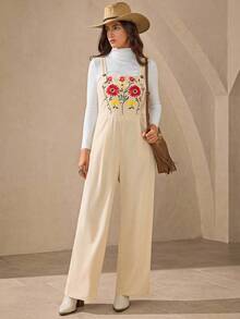 Wildy 美式乡村西式休闲绣花工装裤秋冬新款街头时尚牛仔连衣裙女装女西部连衣裙碎花贴花连衣裙复古女装 - 白色 - 查看 9