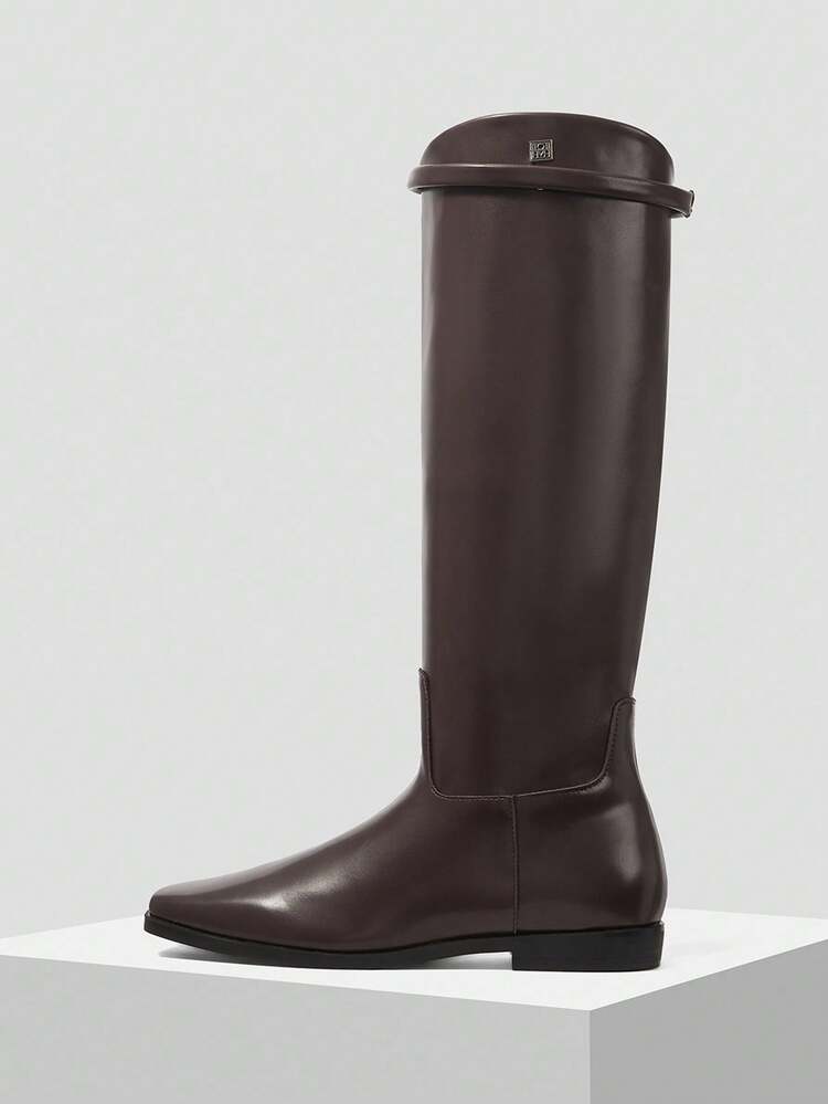 WOMEN'S RETRO SQUARE TOE PU LEATHER MID-CALF BOOTS FOR CHRISTMAS SPRING SHOES