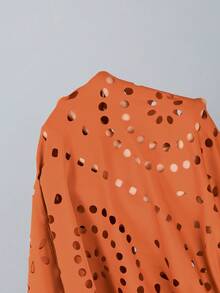 Swim Oasis V-Neck Caramel Brown Hollow Out One-Piece Swimsuit For Women - Brown - View 8