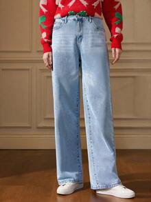 Écloséra High Waist Wide Leg Jeans - Light Wash - View 4