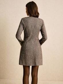 Poéselle 女士优雅长袖蝴蝶结迷你连衣裙