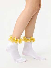 ROMWE Kawaii Women Crew Socks - White - View 6