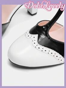 Dola Lovely Women's Classic Retro White & Black Contrast Color Mary Jane High Heel Pumps