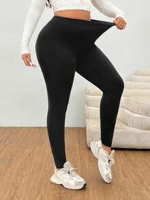 SHEIN EZwear Leggings casual skinny à haute élasticité pour grandes tailles