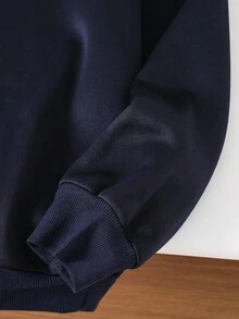 SHEIN Moletom feminino adolescente casual com estampa de slogan em letras, gola redonda, manga longa, cor sólida, peça básica e versátil, ideal para ir ao trabalho, escola, uso diário, viagens, festas ao ar livre, esportes e outono/inverno. Moletom de Nova York para jovens. - Azul marinho - Ver 4