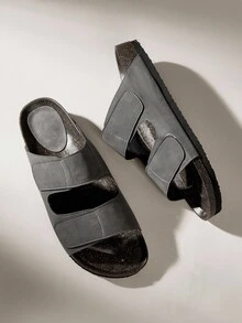 Solecia 男士休闲舒适简约纯色拖鞋 - 灰色 - 查看 6