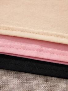 SHEIN EZwear Set de 3 camisetas de cuello redondo de manga corta, ajustadas y cortas con estampado "CALIFORNIA LOS ANGELES" en estilo minimalista y casual, adecuadas para el verano - Multicolor - Ver 5