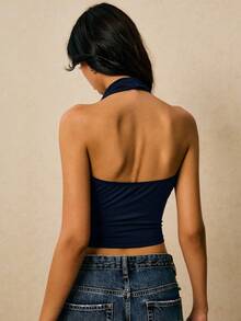 Poéselle 女士时尚性感不对称领口露背吊带上衣