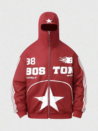 Street Life Sudadera con capucha con cremallera y eslogan de nombre de ciudad de EE. UU. para hombre, adecuada para uso diario en otoño/invierno