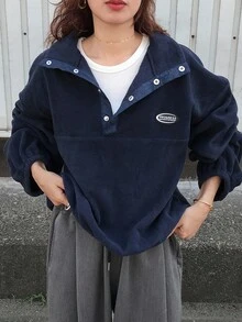 FRIFUL Women's Loose Fit High Neck Sweatshirt With Front Logo Print, Thick Thermal Lining, Autumn