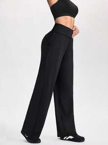 Gameset SHEIN Sport 女士纯色高腰宽松直筒休闲百搭运动裤