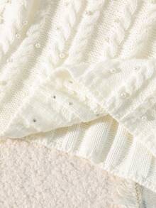 Resyla 时尚休闲度假优雅女士圆领珍珠针织毛衣背心 - 白色 - 查看 6