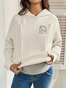 SHEIN Autumn And Winter Maternity Casual Hooded Drop Shoulder Long Sleeve Fleece Sweatshirt, Autumn/Winter Maternity Sweatshirts Maternity Hoodies Nursing Hoodies Breastfeeding Hoodies Pregnancy Clothes