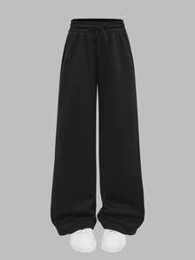 Girlism Teen Girl Autumn/Winter Letter Print Drop Shoulder Long Sleeve Hoodie With Pocket And Wide Leg Pants Casual Suit, Suitable For Sports, Business Casual Fall - Multicolor - View 11