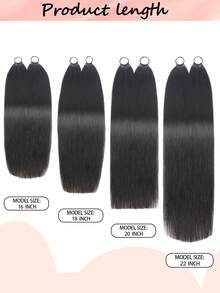 Boho Braids 100%真人发丝，直发，钩编发，羽毛线钩编发辫，沙龙级丝滑无缝隐形自然黑色，适合细软发质女性，微环预编钩编真人发接发 - Natural Black - 查看 4