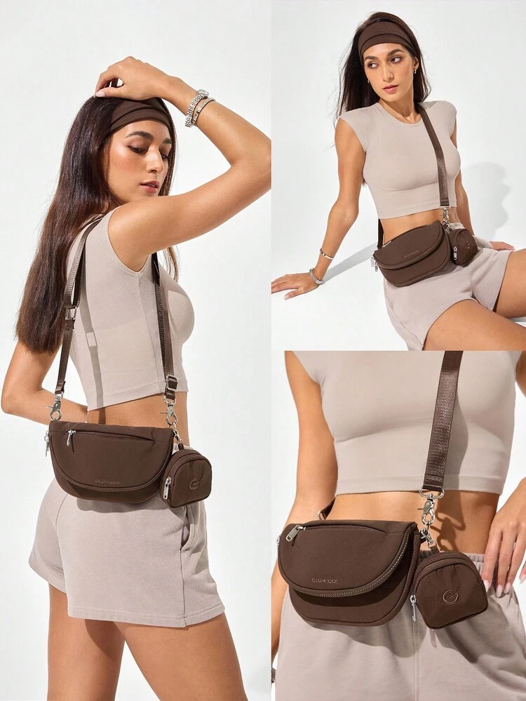 1,5 L Borsa a tracolla resistente all'acqua per spostamenti facili con tasca rimovibile, casual per uso quotidiano