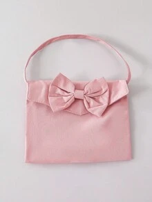 Elladie kids 年轻女孩优雅连衣裙配蝴蝶装饰手提包，泡泡袖大蝴蝶亮片花卉网眼拼接设计连衣裙 - 粉色 - 查看 6