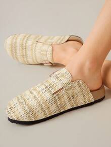 Solecia حذاء لوفر كاجوال مسطح للنساء بتصميم إبزيم مخطط - لون مشمشي - مشاهدة 8