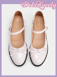 Dola Lovely Giày cao gót thanh lịch Bow Decor Mary Jane - Màu Hồng baby - Xem 10
