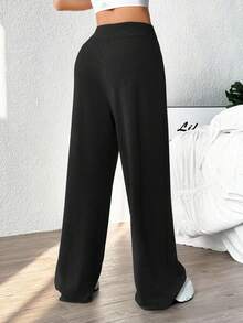 Dewbera Pantaloni casual larghi da donna con vita regolabile e coulisse, tinta unita