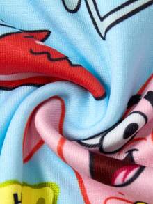 SpongeBob SquarePants | SHEIN 2pcs/Set Young Boy Cartoon Pattern Crew Neck Long Sleeve Top And Pants Knit Casual Stretchy Tight Pajama Set