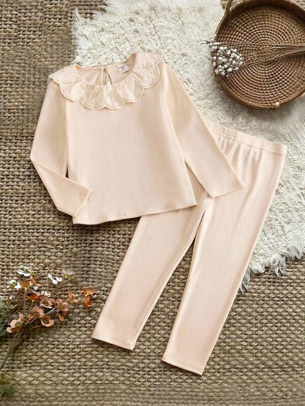 Spring/Autumn New Minimalist Casual Daily Unique Girls Toddler Long Pants & Long Sleeve Set Fall Winter