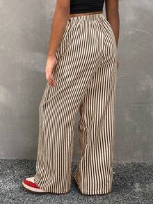 Coolane Kids Tween Girls Fall/Winter,Streetwear ,Comfortable Basic Comfortable Brown Striped Casual  Straight Leg,Warm/ Cold Weather/ Thermal,Christmas,New Year