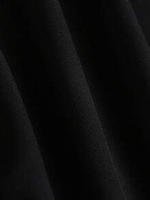 SHEIN PETITE Quần đi làm thường ngày cho nữ nhỏ nhắn có nút hoa bất đối xứng - màu đen - Xem 4