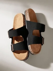 Solecia 时尚扣平底软木拖鞋，度假风格夏季男士沙滩带户外休闲凉鞋 - 黑色 - 查看 6