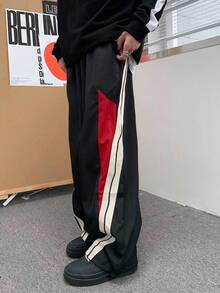 Manfinity Roghcode Locker sitzende Herren Lässig Hose mit kontrastfarbigen Seitennähten und schrägen Taschen, Herbst