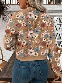 EMERY ROSE Women's Casual Zip-Up Printed Short Jacket, Summer,Fall - Multicolor - View 2