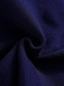 年轻女孩甜美可爱秋冬新款优雅珍珠花朵系腰针织连衣裙，适合度假穿着 - 藏蓝色 - 查看 7