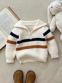 Blossori 男婴森系条纹针织毛衣，秋冬 - 彩色 - 查看 1